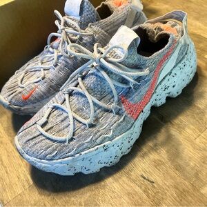 Nike Gray and Coral Knit Sneakers